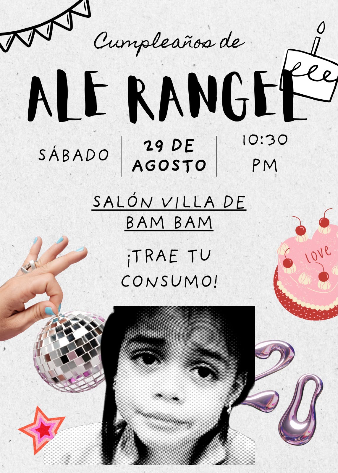 Invitación del cumpleaños de Ale Rangel
